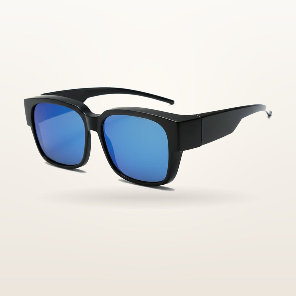 SunFit Ladies fit-over sunglasses, Blue Mirror Classic, studio shot on an off-white background