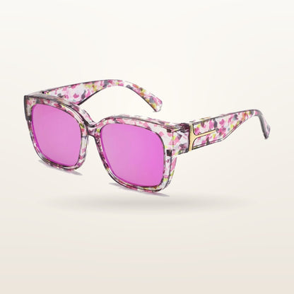 SunFit Ladies fit-over sunglasses in Flora Mirror Cross, polarised lenses