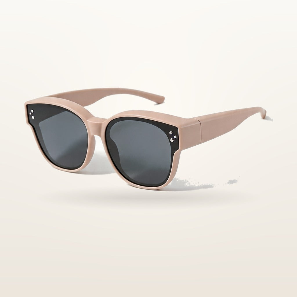 SunFit Kids fit-over sunglasses in brown, studio shot on an off-white background