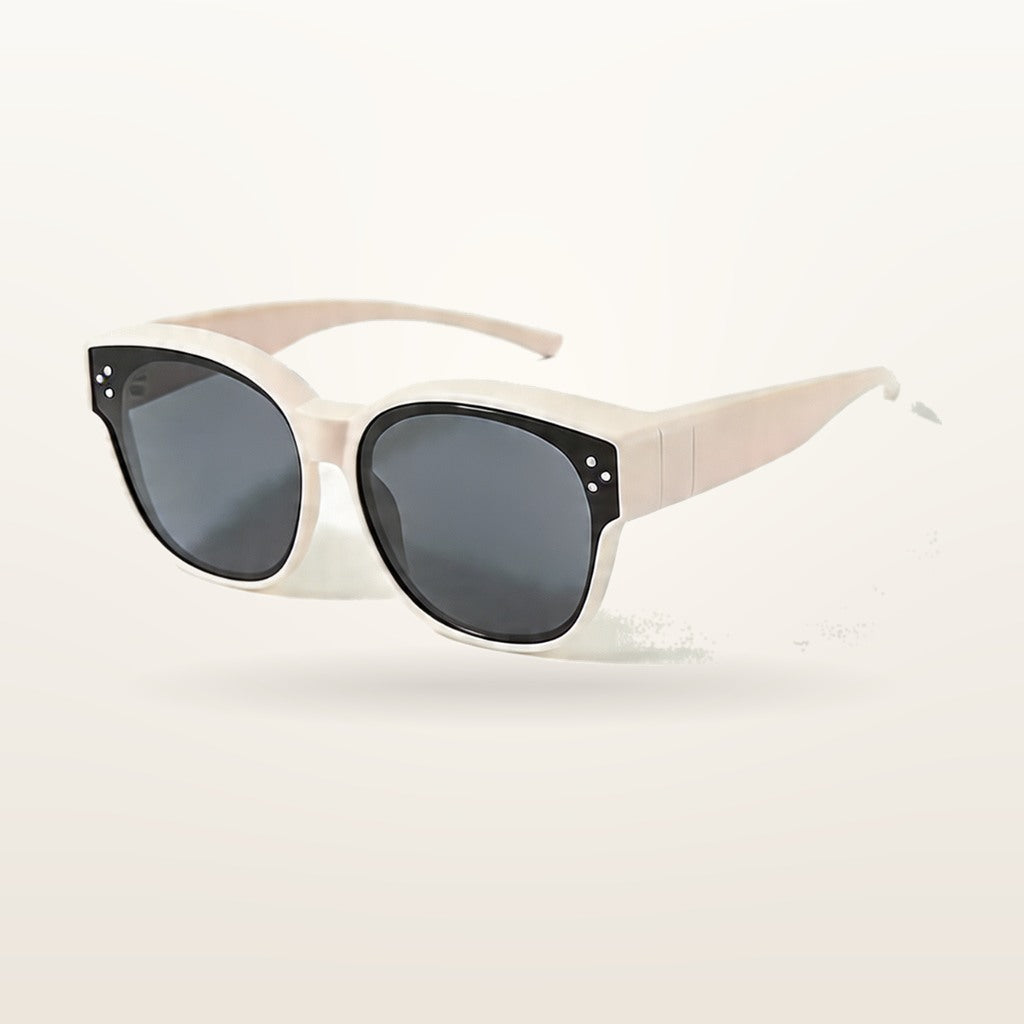 SunFit Kids fit-over sunglasses in white, studio shot on an off-white background