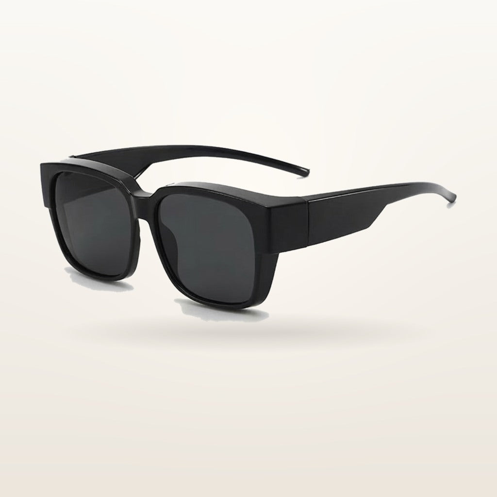 SunFit Men Classic fit-over sunglasses in black, studio shot on an off-white background