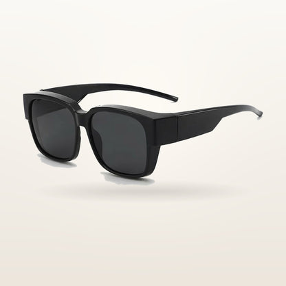 SunFit Men Classic fit-over sunglasses in black, studio shot on an off-white background