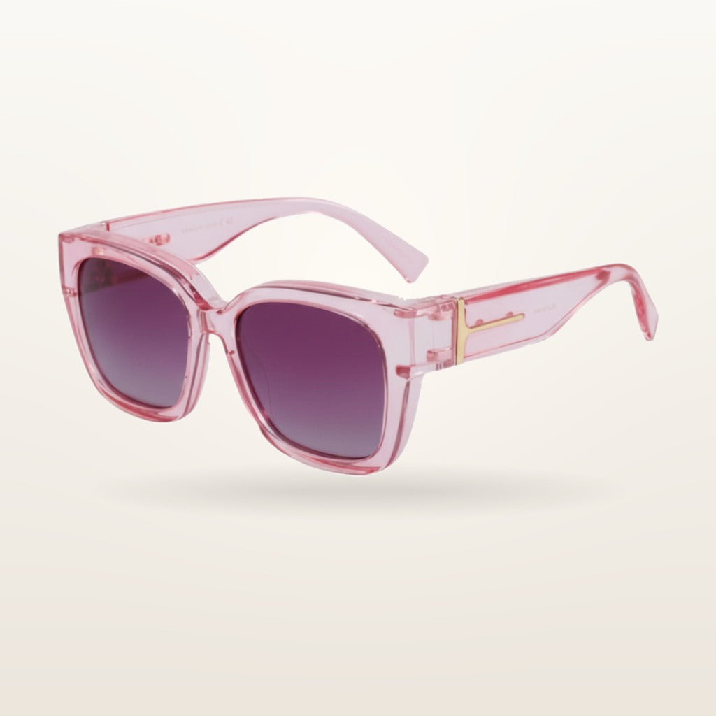 SunFit Ladies fit-over sunglasses, Pink Cross, studio shot on an off-white background