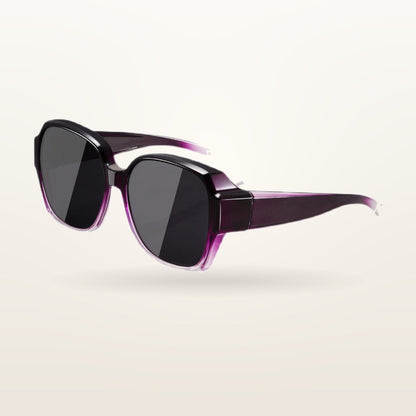 SunFit Ladies fit-over sunglasses, Purple Luna, studio shot on an off-white background