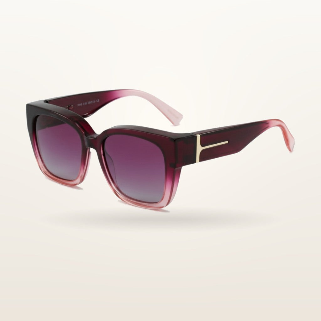 SunFit Ladies fit-over sunglasses, Ruby Plum Cross, studio shot on an off-white background